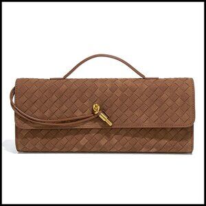 Woven PU Leather Evening Clutch Crossbody Shoulder Bag Y2K Retro Chic